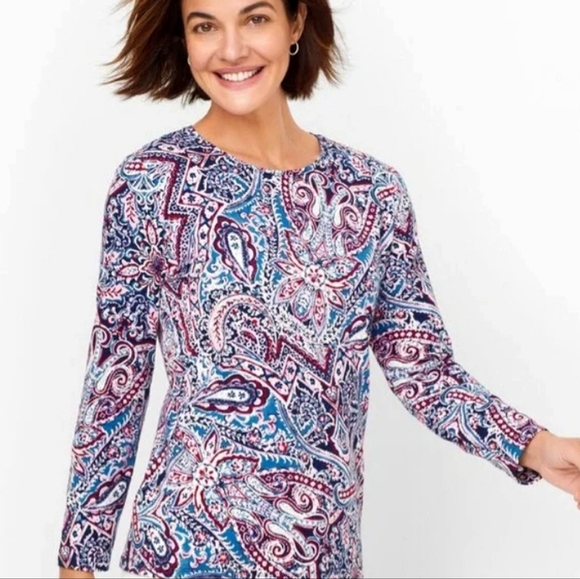 Talbots Tops - Talbots Crewneck Tee - Scrolling Paisley, Size XLp
